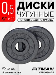 Диск чугунный FITMAN WPF-2020 0.5KG, d26 мм, комплект 2 шт