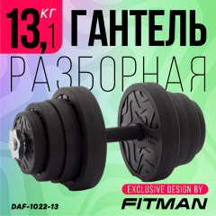 Гантель разборная FITMAN DAF-1022 13.1 кг, диски пластик, гриф металл с обрезиненной рукояткой