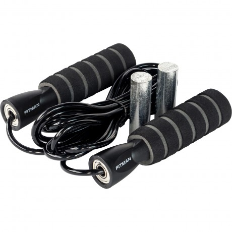 Скакалка с утяжелителями FITMAN SRF-2010PW-B, полимерный тросик, d5 мм, длина 300 см, черная