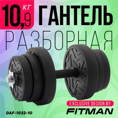 Гантель разборная FITMAN DAF-1022 10.9 кг, диски пластик, гриф металл с обрезиненной рукояткой