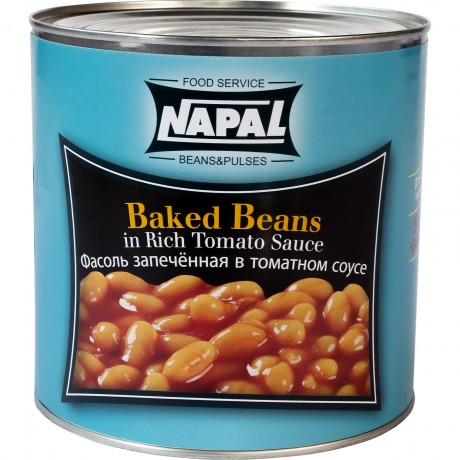Фасоль NAPAL белая запеченная в томатном соусе (Baked beans), ж/б, 2.6 кг