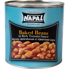 Фасоль NAPAL белая запеченная в томатном соусе (Baked beans), ж/б, 2.6 кг
