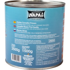 Фасоль NAPAL Каннеллини белая в собственном соку (Cannellini Beans), ж/б, 2.5 кг