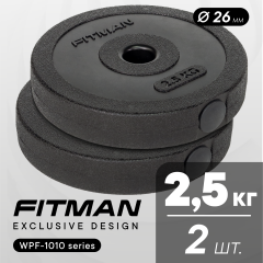 Диск пластиковый FITMAN WPF-1010, 2.5 кг / Комплект 2 шт