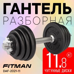 Гантель разборная чугунная FITMAN DAF-2021 11.8 кг, гриф металлический, замки гайка Вейдера