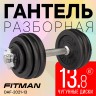 Гантель разборная чугунная FITMAN DAF-2021 13.8 кг, гриф металлический, замки гайка Вейдера