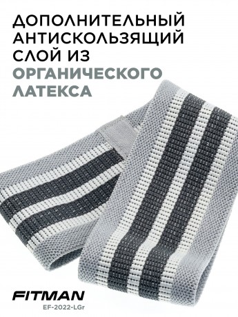 Тканевый эспандер для бедер FITMAN EF-2022-LGr, LIGHT (4-8 кг), петля 76*8 см, светло-серый