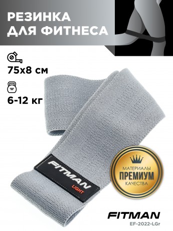 Тканевый эспандер для бедер FITMAN EF-2022-LGr, LIGHT (4-8 кг), петля 76*8 см, светло-серый