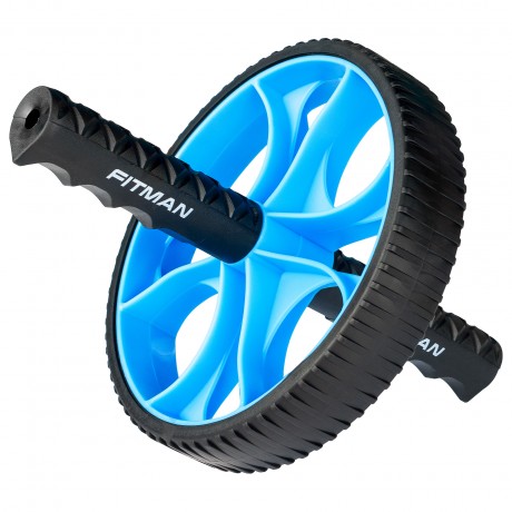 Ролик для пресса FITMAN ABF-1010-BSb (черный/голубой), обрезиненный