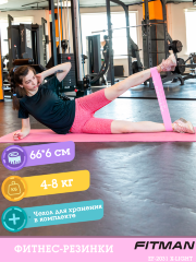 Тканевый эспандер FITMAN EF-2031-P, X-LIGHT, петля 66*6 см, розовый