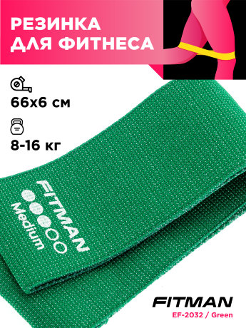 (АРХИВ)Тканевый эспандер для бёдер FITMAN EF-2032, MEDIUM, петля 66*6 см, зеленый