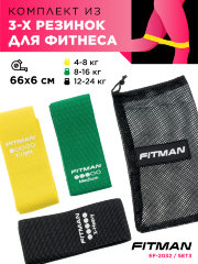 Комплект тканевых эспандеров бёдер FITMAN EF-2032, 3в1, петли 66*6 см