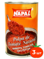 Комплект из 3-х банок / Мякоть томатов NAPAL, протёртая, жестяная банка 4 кг