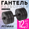 Гантель разборная FITMAN DAF-1020B 12.3 кг (V2), диски пластик, гриф пластик эргономический